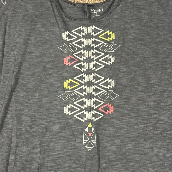 Grey Aztec Style Open Shoulder Top - Picture 2 of 6